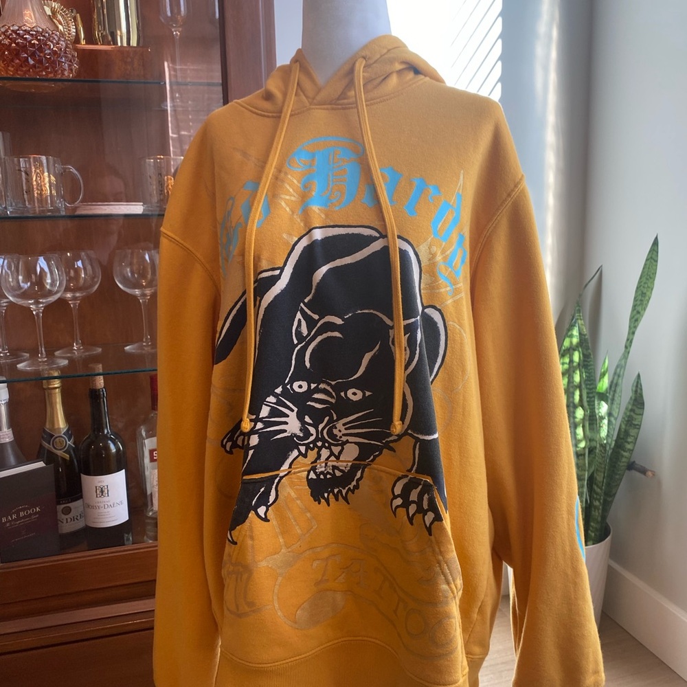 Ed Hardy Mustard Hoodie with Panther Graphic